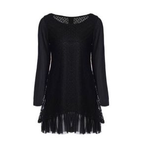 Black Long Layered Tunic with underlay Skirt